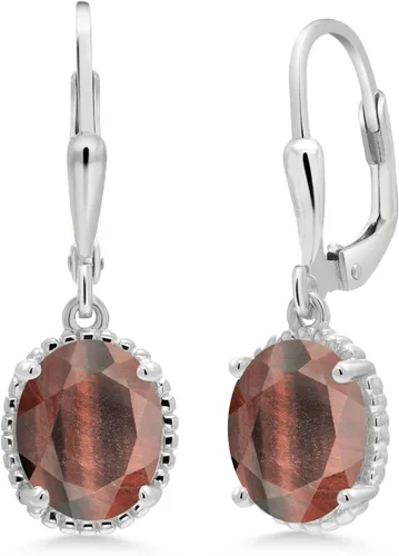 Miniatura 103 de Gem Stone King Aretes colgantes de gota para mujer, plata de ley 925, piedra natal ovalada de 0.354 x 0.276 in, joyería fina, regalos para ella