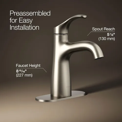 Miniatura 3 de Kohler 27389-4N-BL Simplice - Grifo para lavabo de baño, 1 agujero, grifos de baño de una sola manija con drenaje clicker, 0.5 gpm, negro mate