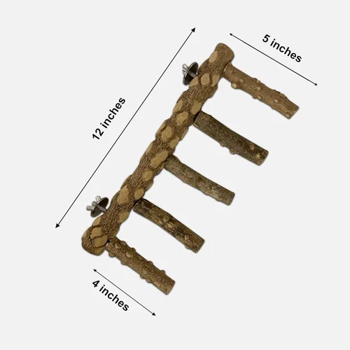 Miniatura 5 de SIMENA Perca de escalera para pájaros, soporte de loro de madera natural, juguete de escalada de hámster, escalera de jaula de pájaros para pájaros
