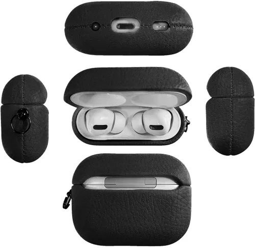 Miniatura 3 de Funda de cuero con iniciales personalizadas para Apple Airpods 3 2021, funda vegana de lujo con llavero con nombre personalizado en relieve y letras