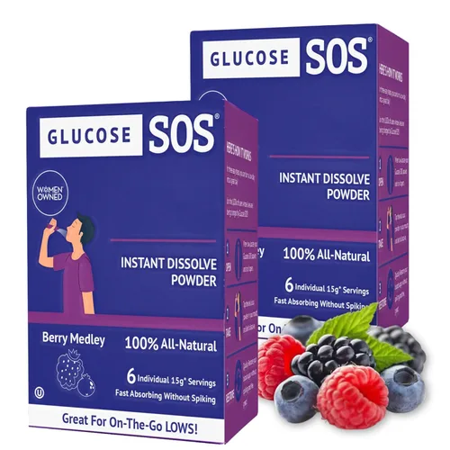 Miniatura 12 de Bolsas de polvo de glucosa Glucose SOS con dextrosa natural, absorción rápida que se disuelve instantáneamente en la boca sin necesidad de agua