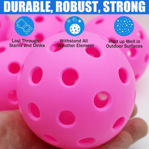 Miniatura 3 de Magicorange Pickleball Balls, 40 Holes Outdoor Pickleballs, High Elasticity & Durable Pickle Balls for All Style Pickleball Paddles Rosado