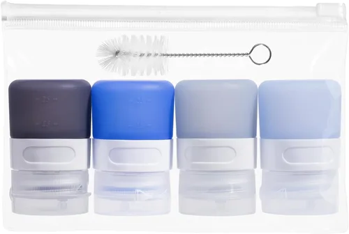 MICEBAY Botellas exprimibles de condimentos para salsas, mini recipiente de silicona para aderezo de ensalada de 1 onza para llevar con bolsa de