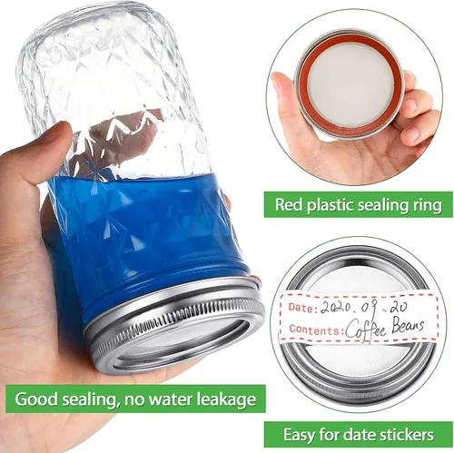 Miniatura 3 de Patelai 100 tapas para conservas de boca regular con anillos de 2.756 in tapas para tarros Mason con bandas de tipo dividido, material de grado