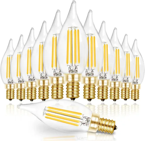 Miniatura 17 de Hizashi Bombillas LED de candelabro, E12, 40W regulables, CRI 90+, 4W, 450 lm, 5000K blanco diurno, bombillas de araña CA10, bombillas de vela