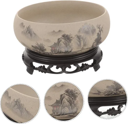 Miniatura 9 de OSALADI Cuenco de lirio de agua de cerámica, maceta hidropónica grande, cuenco para plantas de jardín, recipiente de plantación de flores