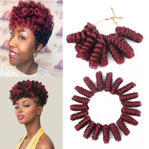 Miniatura 41 de Saniay - 3 paquetes de trenzas de ganchillo cortas trenzadas de ganchillo con espiral, rizos con espiral jamaicana, 20 mechones por paquete
