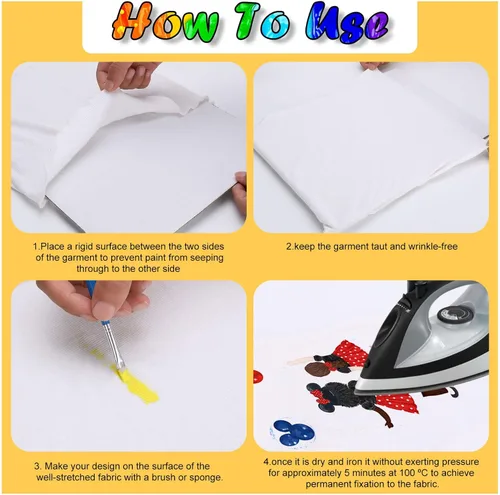 Miniatura 3 de H-TONE Pintura de tela de grado profesional para ropa, juego permanente de 8 colores (3.5 onzas líquidas cada uno), kit de pintura impermeable