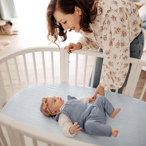 Miniatura 115 de lulumoon Sábanas de muselina para moisés para bebé: sábanas ajustables suaves para moisés de cabecera para niños y niñas Oliva y Crema