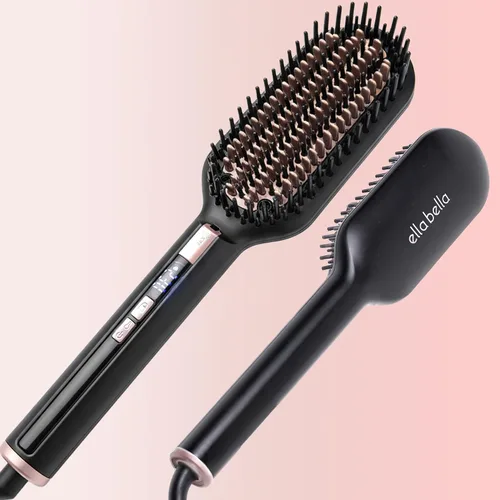 ELLA BELLA® Cepillo alisador de cabello • Cepillo alisador con calefacción • Alisa en 1 pasada • Tecnología iónica para un cabello más saludable •