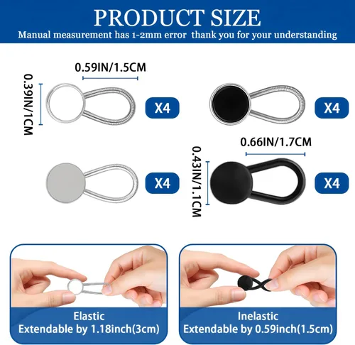 Miniatura 3 de 16 extensores de cuello para camisas de hombre, extensor de cuello cómodo, extensor de botón ajustable para camisas de vestir, botón de cuello