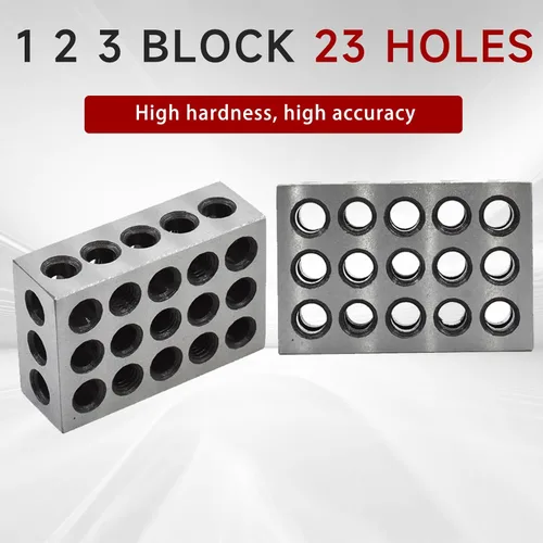 Miniatura 7 de findmall 1 x 2 x 3 Pulgadas Bloques Par Igualado Acero Endurecido 23 Agujeros Precisión 1 2 3 Bloque de Fresado para Mecanistas