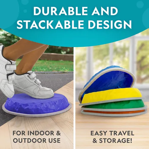 Miniatura 5 de National Geographic Kids - Piedras de equilibrio gigantes para niños – 12 piedras antideslizantes de 3 alturas con dados de espuma y tarjetas