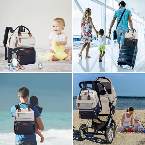 Miniatura 2 de Legestori Mochila para Pañales, Bolsa de Pañales para Bebé Niño, Bolsa de Pañales Unisex Grande para Mamá, Mochila Impermeable para Pañales de Viaje