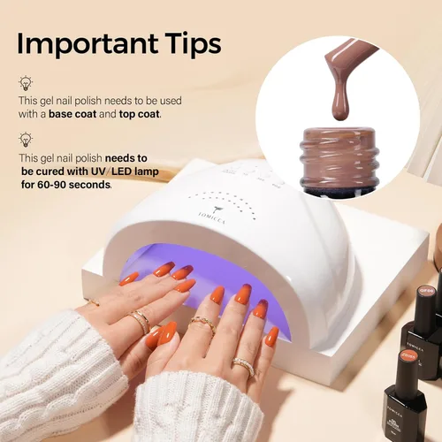 Miniatura 5 de TOMICCA Esmalte de uñas de gel marrón café, 0.5 onzas líquidas, esmalte de uñas de secado con LED UV para arte de uñas, manicura en casa, otoño e