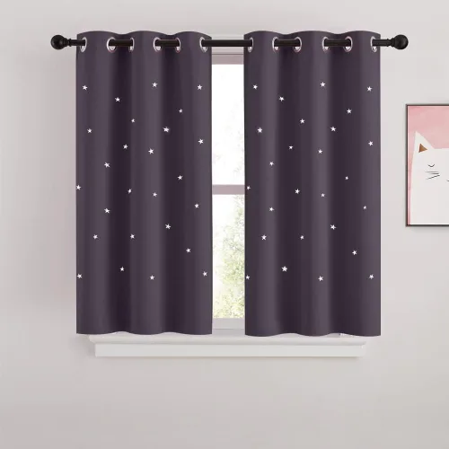 Miniatura 31 de NICETOWN Cortinas para niños para dormitorio de niño, cortinas de galaxia de estrellas cortadas con láser, tratamiento de ventana de ahorro de Azul