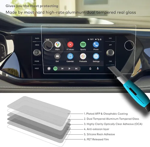 Miniatura 3 de Protector de pantalla de vidrio templado diseñado para Volkswagen Jetta & Jetta GLI Autobahn (2019-2024), Taos SE/SEL (2022-2024), pantalla táctil