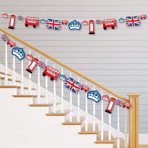 Miniatura 2 de Big Dot of Happiness Cheerio, Londres – Decoración de bricolaje para fiestas británicas del Reino Unido, guirnalda de pinzas para la ropa, 44 piezas