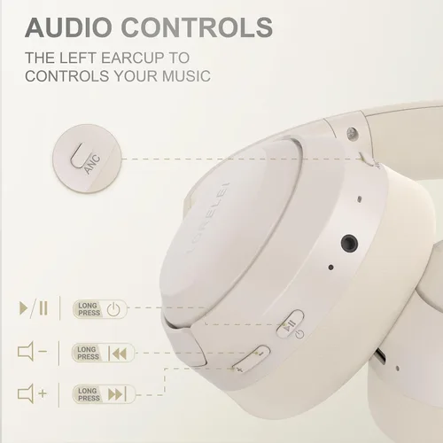 Miniatura 4 de LORELEI QC60 - Auriculares híbridos con cancelación activa de ruido, auriculares Bluetooth inalámbricos sobre la oreja con micrófono, 60H