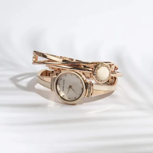 Miniatura 3 de Anne Klein Juego de reloj y brazalete acentuado de cristal para mujer