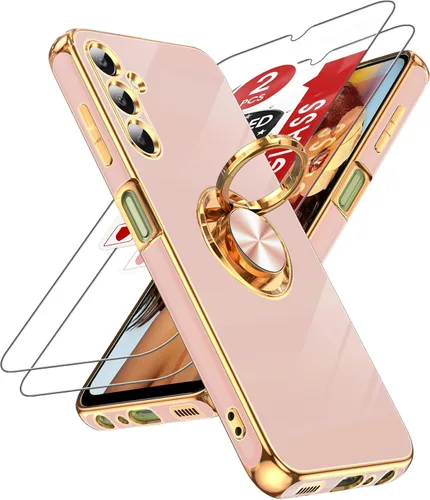 Miniatura 135 de LeYi Funda para Samsung Galaxy S22 Ultra con Soporte de Anillo Giratorio de 360°, Soporte Magnético con Patilla, Borde Protector Chapado en Oro Rosa