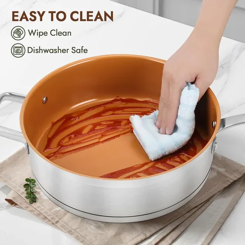 Miniatura 6 de duxtop pro Sartén de cerámica, sartén antiadherente de 11.6 pulgadas sin PFAS, PTFE o PFOA, base de acero inoxidable para todas las estufas