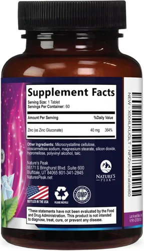 Miniatura 9 de Suplementos de zinc de 40 mg – 40 mg de zinc es el límite diario superior seguro de los NIH para mujeres y hombres – El mejor suplemento de zinc