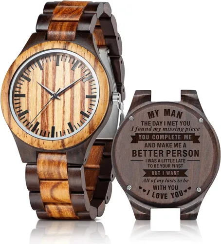 Miniatura 9 de Relojes de madera grabados personalizados – Relojes de madera de cumpleaños o aniversario personalizados para hombres, marido, novio, papá, hijo