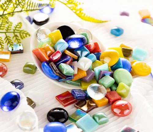 Miniatura 7 de Lanyani Paquete de Gran Valor de 2.2 Libras de Azulejos de Mosaico de Vidrio a Granel para Manualidades de Bricolaje, Varias Piezas de Azulejos