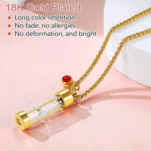 Miniatura 46 de FindChic Collares personalizados con urna para cenizas, barra vertical, gato, luna, reloj de arena, garra de perro, acero inoxidable, chapado en oro