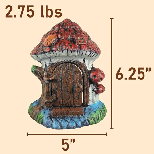 Miniatura 6 de Lulu Decor, Tapón decorativo para puerta de hada, 100% hierro fundido, 4 libras, 5 onzas (diseño de setas)