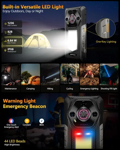 Miniatura 2 de Ulefone Armor 30 4G Android 15 Teléfono resistente, 24 GB+512 GB, pantalla FHD de 120 Hz de 6.95", luz LED versátil de 1236LM, cámara visión