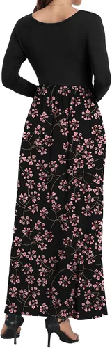 Miniatura 5 de HAOMEILI - Vestido largo de manga cortalarga, holgado, liso, informal y con bolsillos para mujer