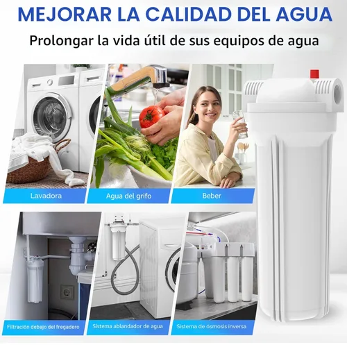 Miniatura 6 de SimPure Carcasa de filtro de agua, hogar y cámper, en línea, filtro de sedimentos universal, 10 pulgadas, entrada y salida NPT de 3/4 pulgadas
