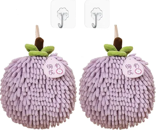 Miniatura 11 de Juego de 2 toallas de mano de felpilla mullidas para colgar, suaves, absorbentes, de secado rápido, para baño y cocina, toallas de mano suaves