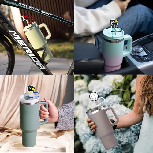 Miniatura 3 de 10 tapas de popote para vaso Stanley Cup de 30 y 40 onzas, de 0.394 in, reutilizables, de silicona, para popotes, accesorios para copas Stanley