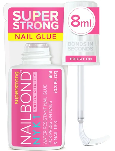 Pegamento de uñas súper fuerte para uñas postizas a presión, puntas de uñas y uñas postizas acrílicas (8ml) NYK1 NailBond Pegamento con pincel para