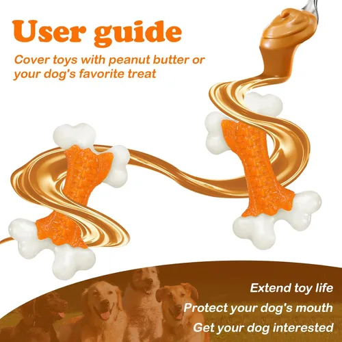Miniatura 5 de Kseroo - Juguetes para perros de raza grande que son masticadores agresivos, huesos resistentes, juguetes masticables de nailon para la dentición