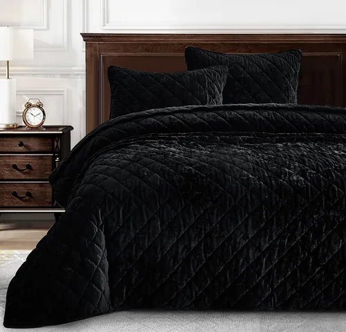 Miniatura 13 de Chezmoi Collection Lux - Juego de edredón de terciopelo beige Queen, 3 piezas, ropa de cama de terciopelo envejecido de felpa para todas