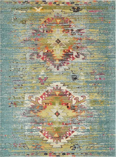 Miniatura 26 de Unique Loom Vita Collection - Alfombra vintage tribal sudoccidental sobreteñida (2 pies x 6 pies 7 pulgadas, para pasillo, turquesa/amarillo)