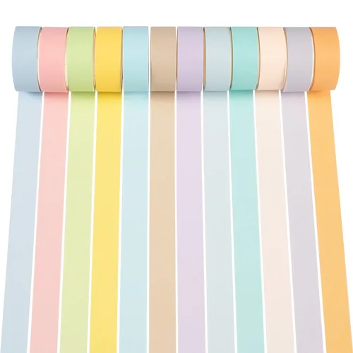 Juego de cinta washi de colores pastales, 12 rollos de cintas decorativas macarrones, adhesivas, para diario, álbumes de recortes, manualidades