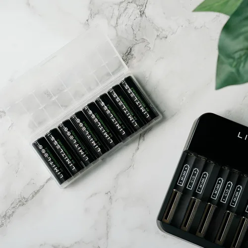 Miniatura 4 de Limitless Pilas recargables AA de 8 unidades con cargador, baterías NiMH de alta capacidad de 2700 mAh universales y sistema de carga
