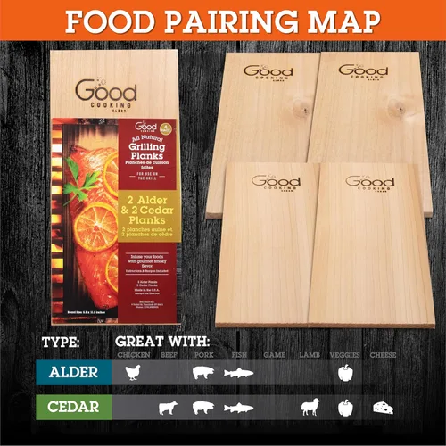Miniatura 5 de Good Cooking Tablones de parrilla de alta calidad, paquete de 4, madera de cedro premium (5.5 x 11.5 pulgadas), tablones de madera natural para asar