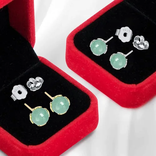 Miniatura 71 de Jade Earrings Studs,Green Jade Earrings for Women,925 Sterling Silver Earrings Studs for Sensitive Ears,Handmade Jade Earrings for Birthday