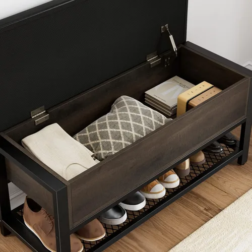 Miniatura 6 de HOSTACK Banco de Almacenamiento, Banco de Zapatos para Entrada con Caja de Almacenamiento de Apertura Abatible, Banco Otomán al Final de la Cama