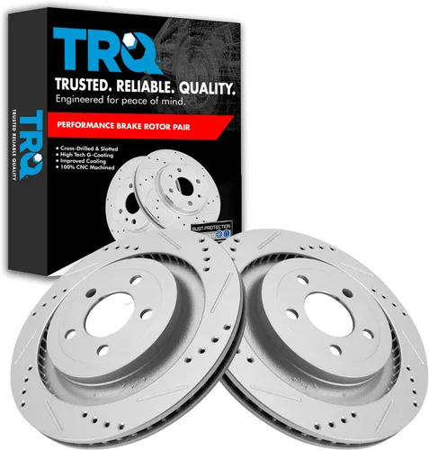 Miniatura 185 de TRQ Juego de rotores de freno de rendimiento trasero con revestimiento G premium compatible con Mazda 6 2014-2021