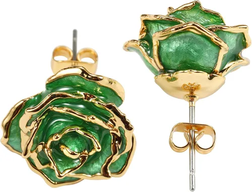 Miniatura 9 de Aretes de rosa chapados en oro para mujer, aretes de rosa de moda, el mejor regalo para esposa, madre en el día de San Valentín, aniversario