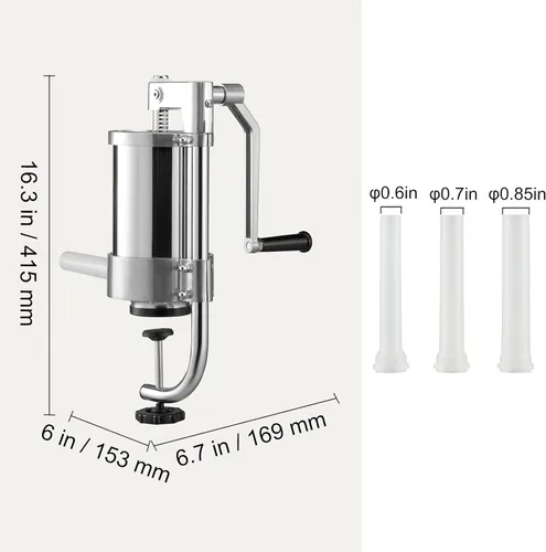 Miniatura 6 de VEVOR Embutidora de Salchicha, Capacidad de 1.5L/2.5LBS, Embutidora Vertical de Salchicha de Acero Inoxidable 304, Máquina de Relleno de Salchichas