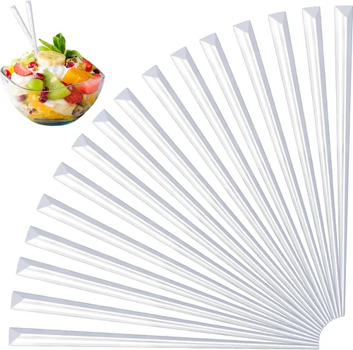 Miniatura 9 de 5000 púas de prisma de 3.54 pulgadas de plástico triangular transparente para cóctel, elegante guarnición para cócteles, palillos de dientes ideales