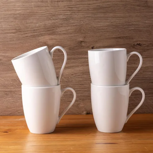 Miniatura 4 de AmorArc Juego de 12 tazas de café de color blanco hueso de 12 onzas, tazas de café de cerámica con mango grande para hombre, mujer, juego de tazas